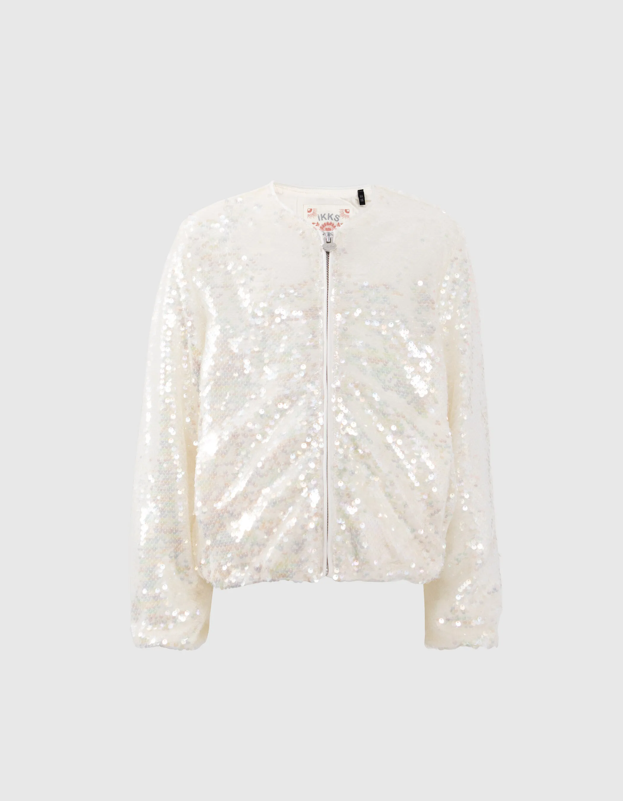 Bomber écru brodé sequins iridescents fille