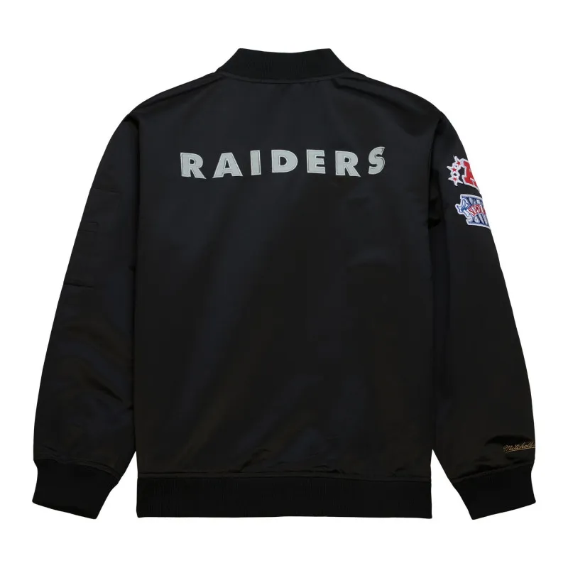 Bomber Mitchell & Ness Oakland Raiders Lightweight Satin - Noir