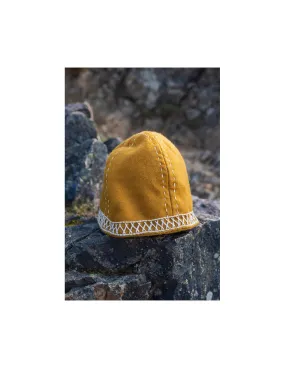 Bonnet laine viking jaune modèle Yngvy ⚔️ Boutique Épées