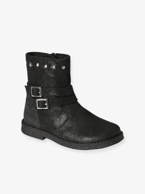 Boots en cuir fille collection maternelle noir - Vertbaudet