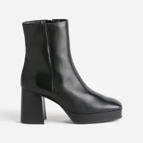 Boots noir en cuir à plateforme - Boots / bottines Femme | ERAM