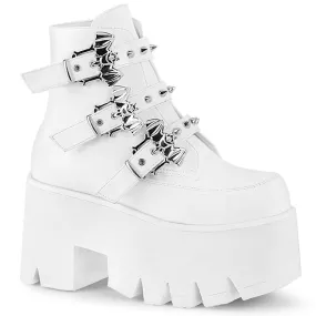 Bottines compensées en cuir blanc