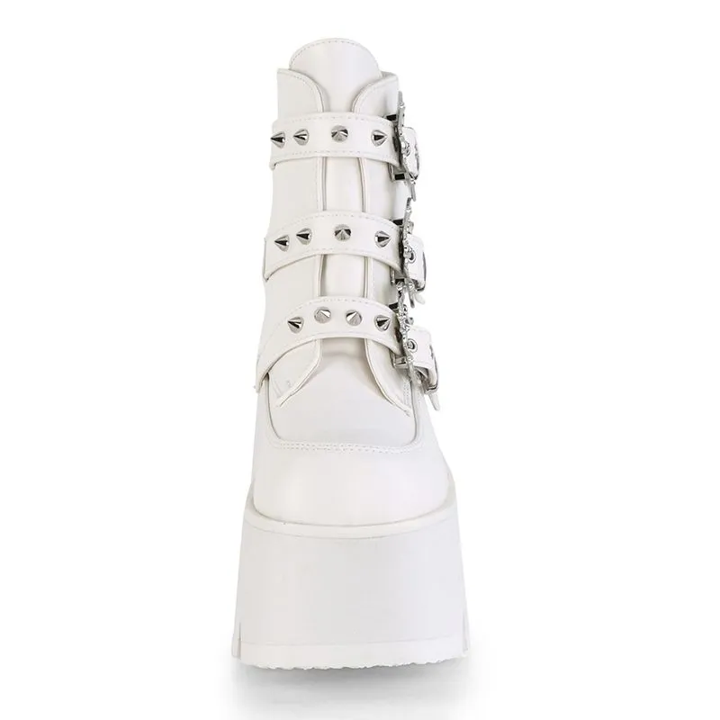 Bottines compensées en cuir blanc