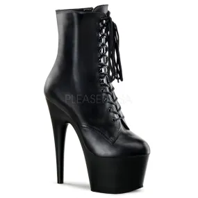 Bottines en cuir noir talon plateau