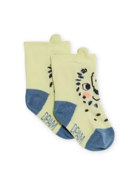 Chaussettes jaunes motifs lions bébé garçon