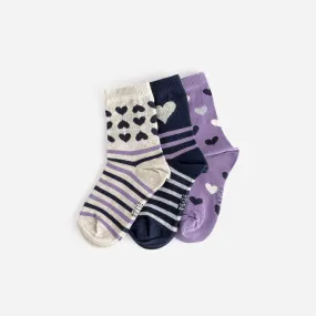 Chaussettes parme, marine et beige motifs coeurs - Après-ski Accessoires | ERAM