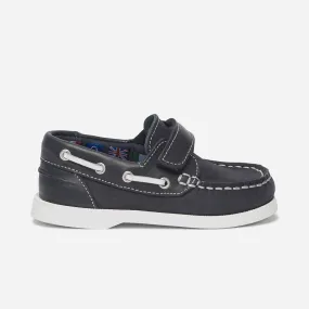 Chaussure bateau marine en cuir à scratch - Eram Enfant | ERAM