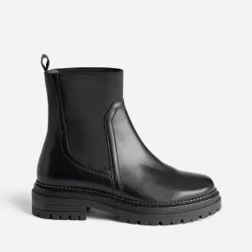 Chelsea boots TEXTO noir en cuir à semelle crantée - Boots / bottines Femme | ERAM