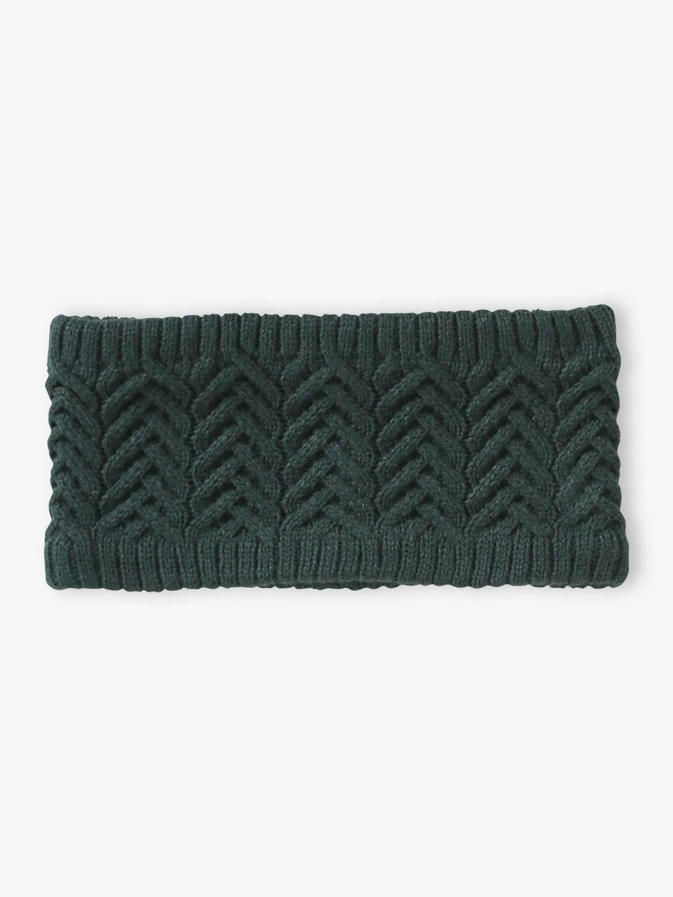 Ensemble bonnet + snood + moufles/mitaines en maille torsadée garçon vert sapin - Vertbaudet