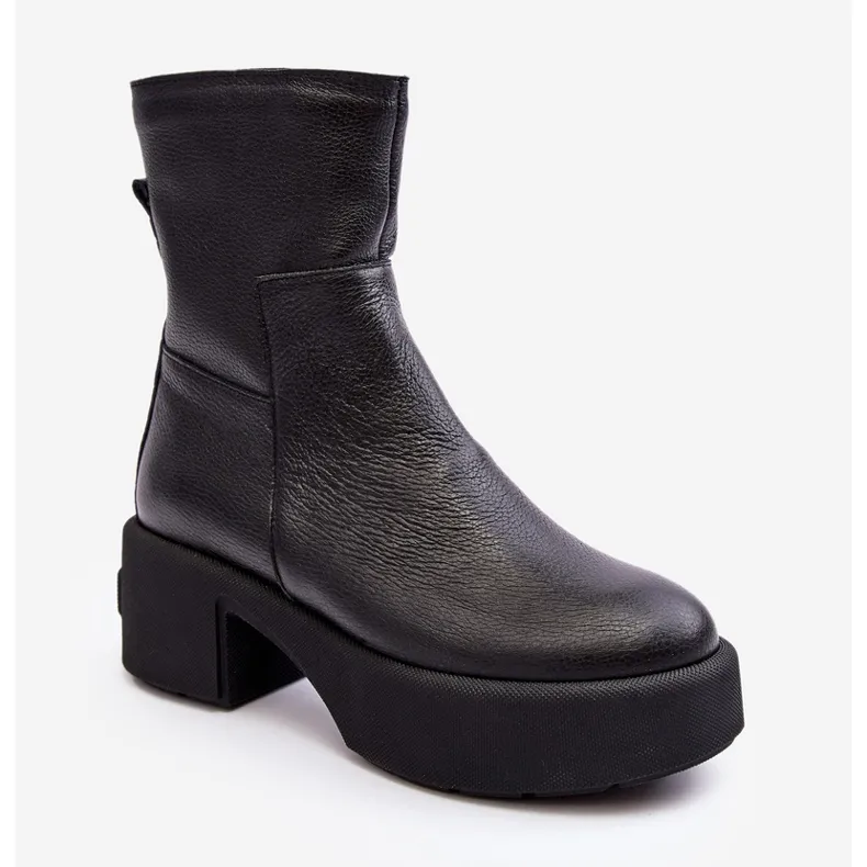 Lemar Volavola Bottines en cuir noir à talon bas Lemar le noir