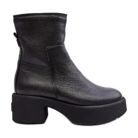 Lemar Volavola Bottines en cuir noir à talon bas Lemar le noir