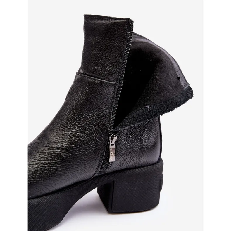 Lemar Volavola Bottines en cuir noir à talon bas Lemar le noir