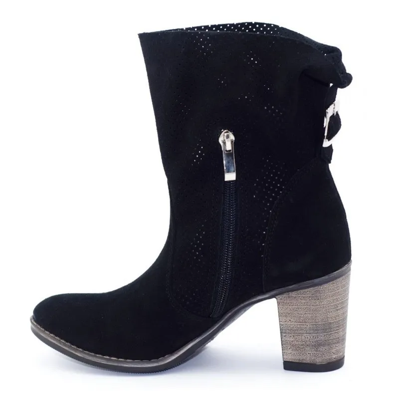 Olivier Boots Sophia noires en cuir ajouré le noir