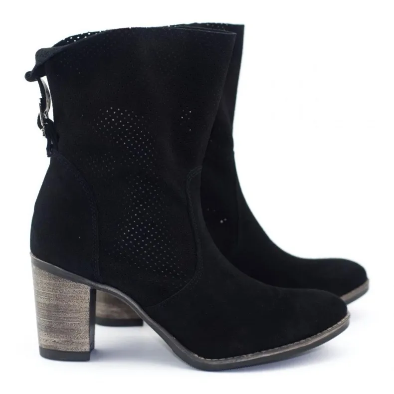 Olivier Boots Sophia noires en cuir ajouré le noir