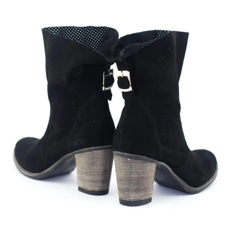 Olivier Boots Sophia noires en cuir ajouré le noir