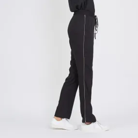 Pantalon à bandes dorées Céline en viscose noir | 3 Suisses