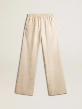 Pantalon de jogging femme en soie et viscose beige clair | Golden Goose