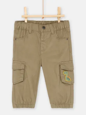 Pantalon en twill couleur vert militaire bébé garçon