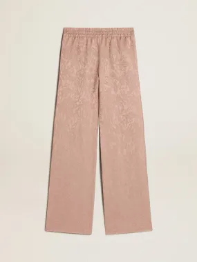 Pantalon femme en viscose rose à motif floral | Golden Goose