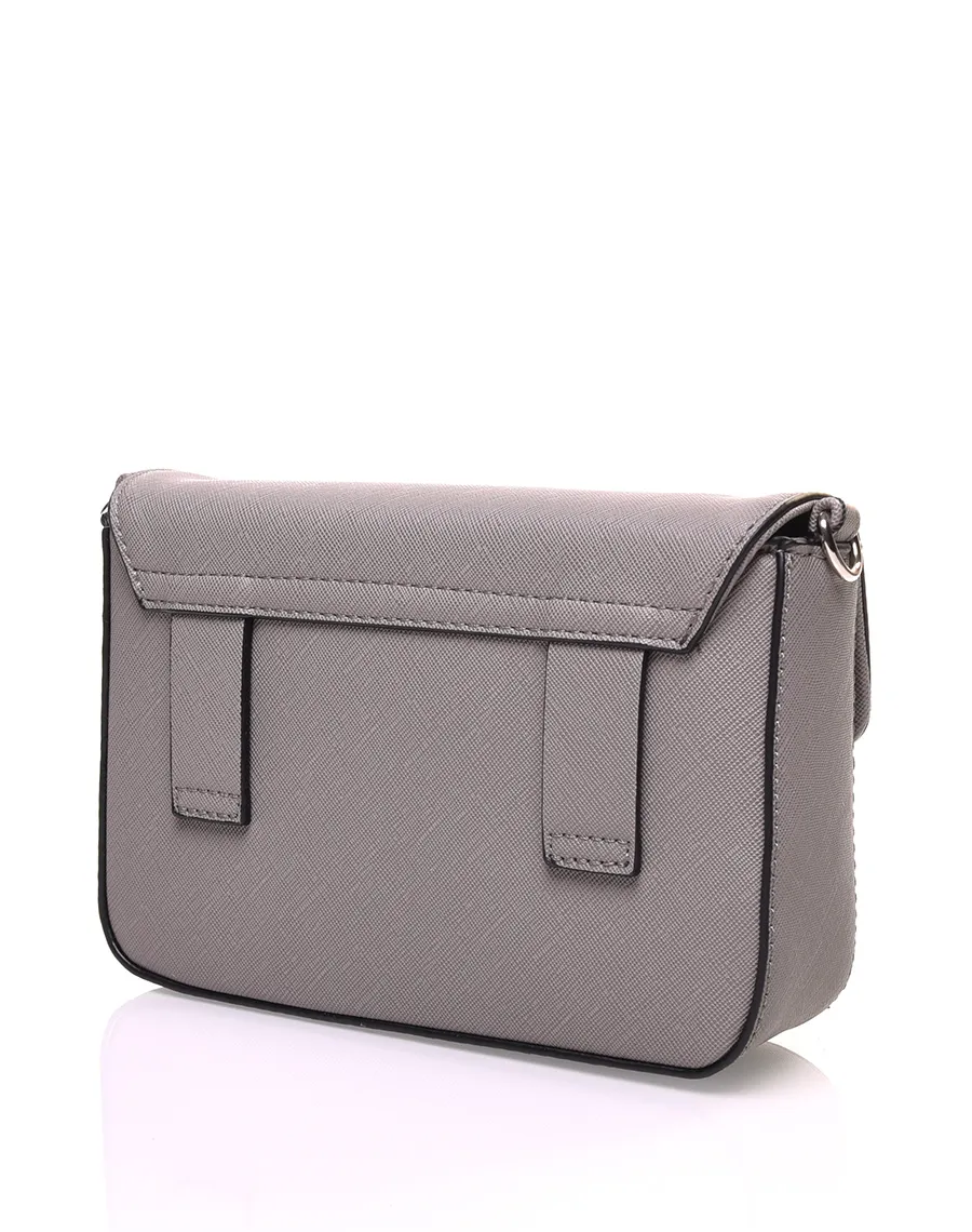 Petit sac 2 en 1 bandoulière et banane texturé gris souris