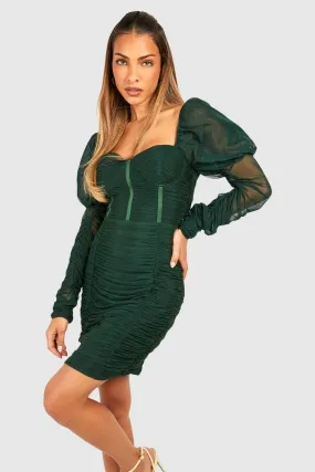 Robe corset froncée en mesh