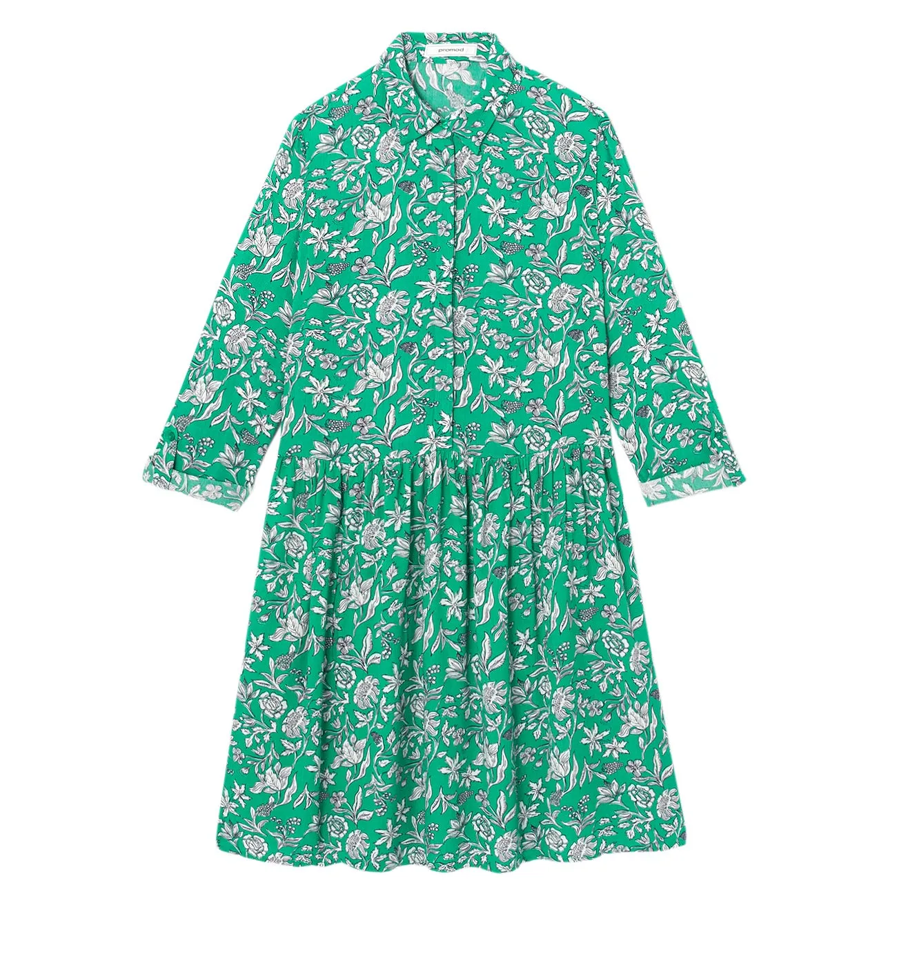 Robe en crépon JEANNE - Imprimé vert