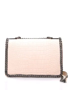 Sac bandoulière effet croco chaine beige