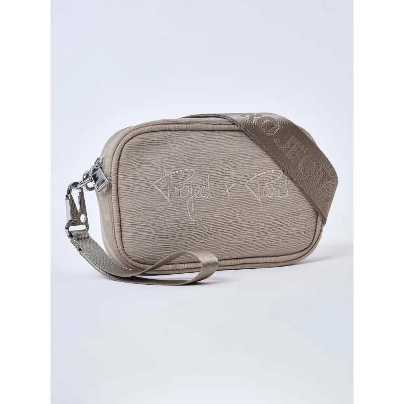 Sac bandoulière logo brodé beige femme - Project X Paris | wimod