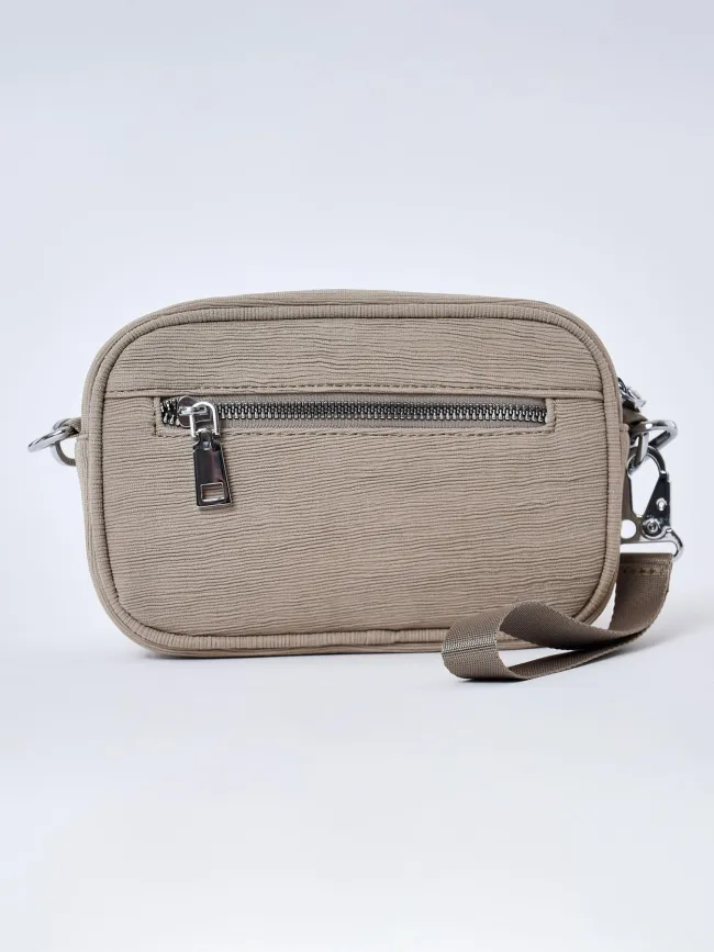 Sac bandoulière logo brodé beige femme - Project X Paris | wimod