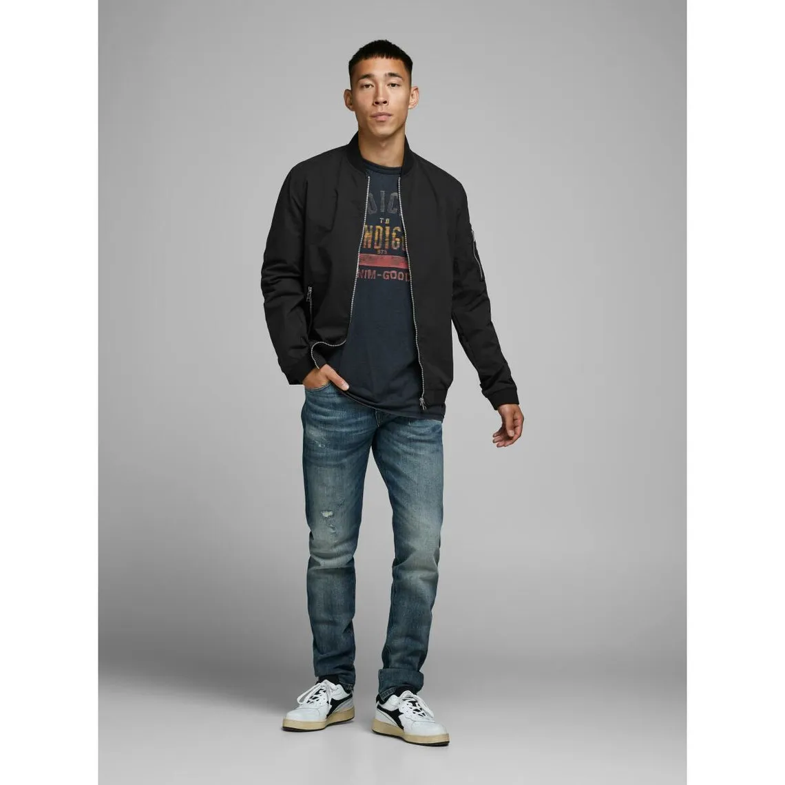 Veste bomber Courte Baseball Manches longues Noir | 3 Suisses