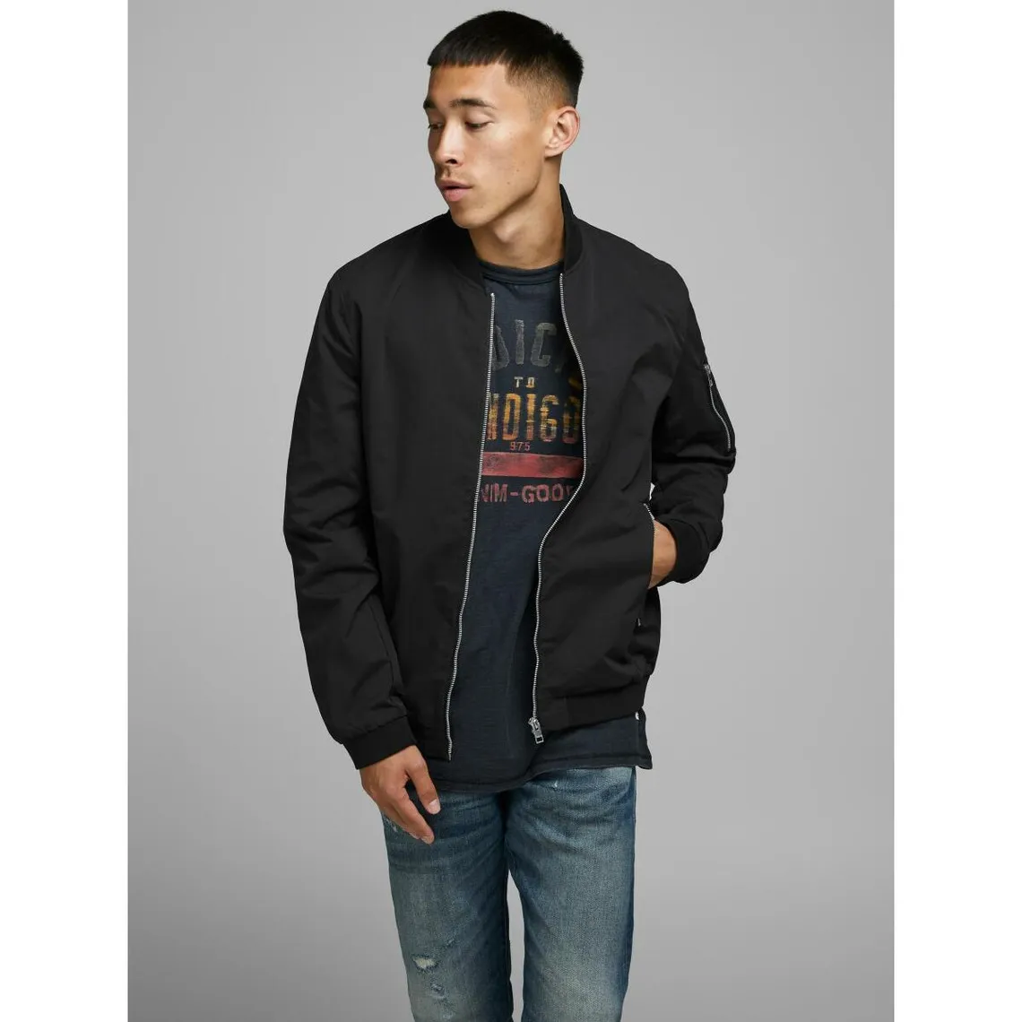 Veste bomber Courte Baseball Manches longues Noir | 3 Suisses